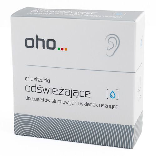 OHO Chusteczki odświeżające, do pielęgnacji aparatów słuchowych i wkładek usznych